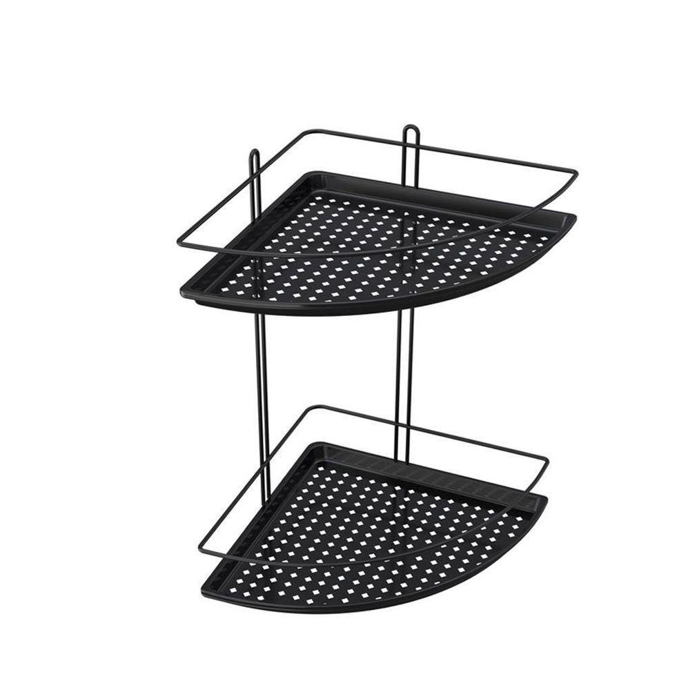 Porta Shampoo De Canto Duplo Com Fundo Plástico - Stolf Preto - 1