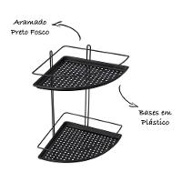 Porta Shampoo De Canto Duplo Com Fundo Plástico - Stolf Preto - 3