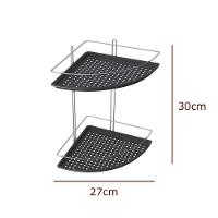 Porta Shampoo De Canto Duplo Aço Com Fundo Plástico - Stolf Preto - 2