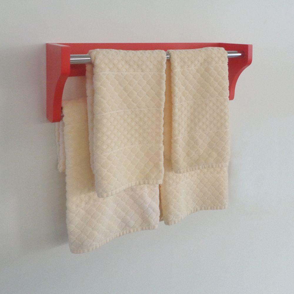 Toalheiro Duplo Suporte Cabideiro Porta Toalhas De Parede Acessório Para Banheiro Vermelho Laca - 1