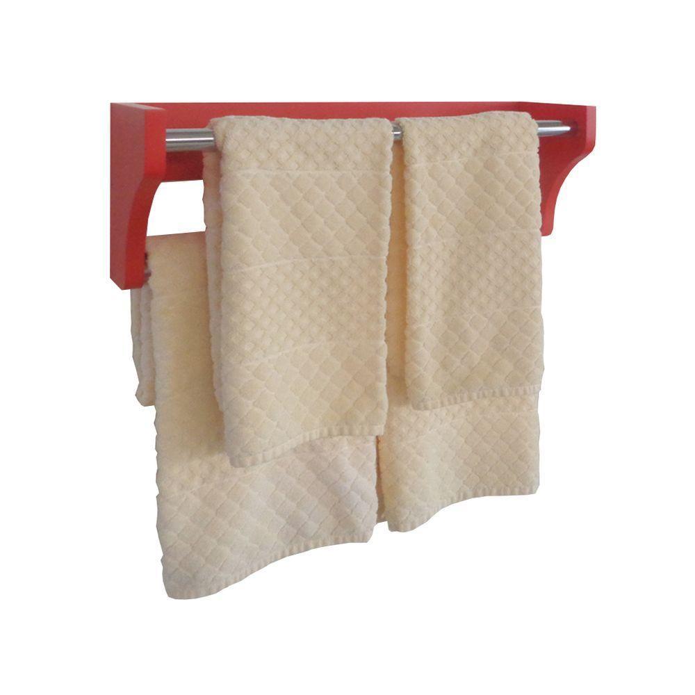 Toalheiro Duplo Suporte Cabideiro Porta Toalhas De Parede Acessório Para Banheiro Vermelho Laca - 2