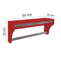 Toalheiro Duplo Suporte Cabideiro Porta Toalhas De Parede Acessório Para Banheiro Vermelho Laca - 7
