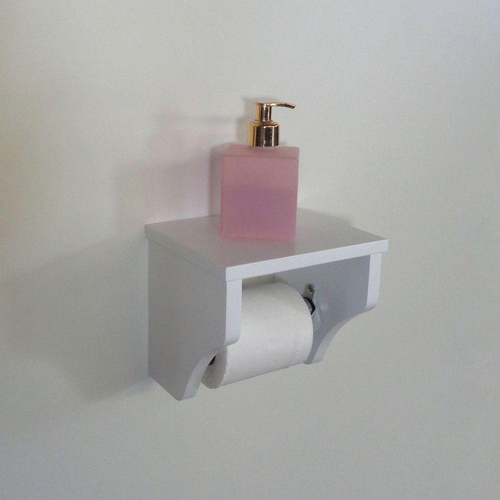Porta Papel Higiênico Acessório Para Banheiro Papeleira Suporte De Parede Branco Laca - 1