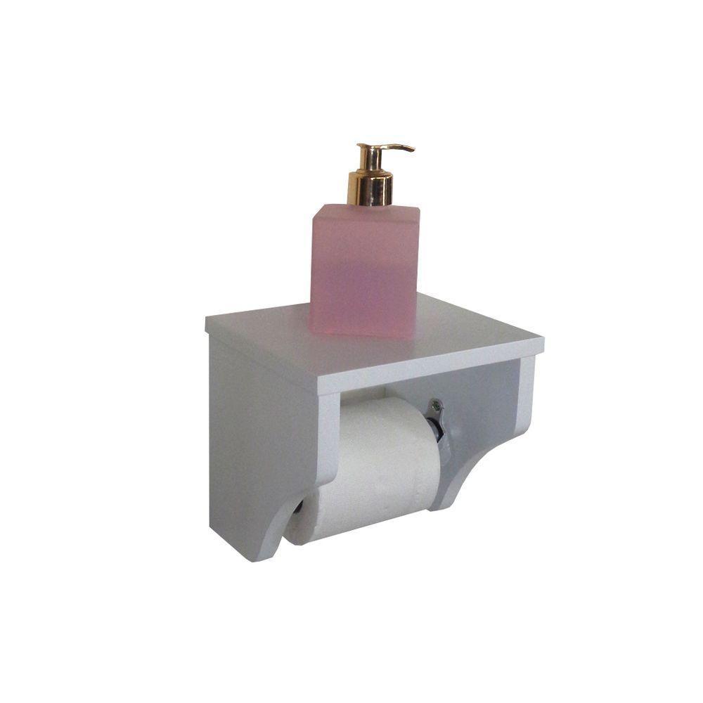 Porta Papel Higiênico Acessório Para Banheiro Papeleira Suporte De Parede Branco Laca - 2