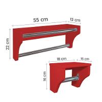 Kit Acessórios Para Banheiro Conjunto 2 Peças Porta Toalhas Papel Higiênico Vermelho Laca - 7