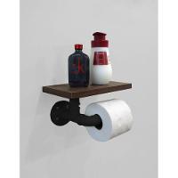 Porta Papel Higiênico Acessório Para Banheiro Papeleira Suporte De Parede Preto Laca - 1