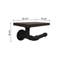 Porta Papel Higiênico Acessório Para Banheiro Papeleira Suporte De Parede Preto Laca - 3