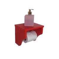 Porta Papel Higiênico Acessório Para Banheiro Papeleira Suporte De Parede Vermelho Laca - 2