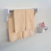 Kit Acessórios Para Banheiro Conjunto 2 Peças Porta Toalhas Papel Higiênico Branco Laca - 1