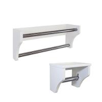 Kit Acessórios Para Banheiro Conjunto 2 Peças Porta Toalhas Papel Higiênico Branco Laca - 2