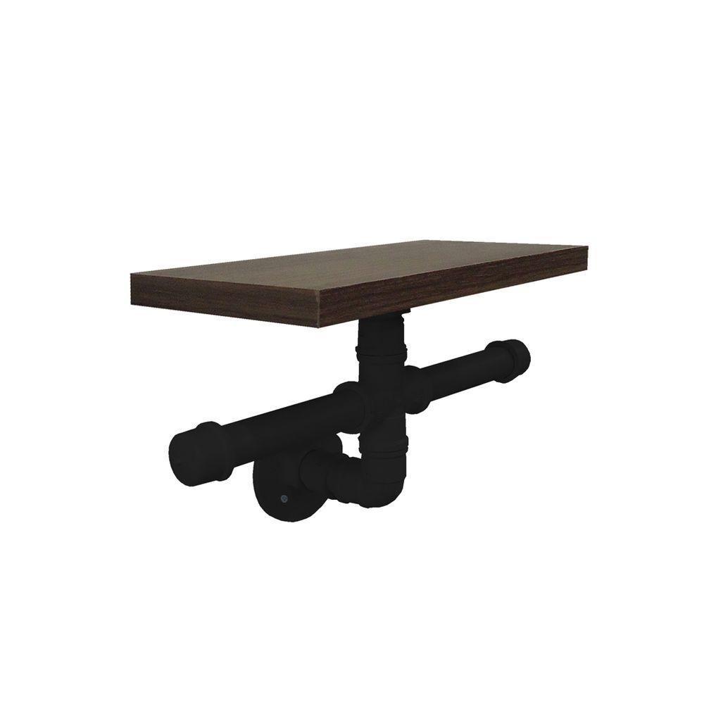 Porta Papel Higiênico Duplo Acessório Para Banheiro Papeleira Suporte De Parede Preto Laca - 2