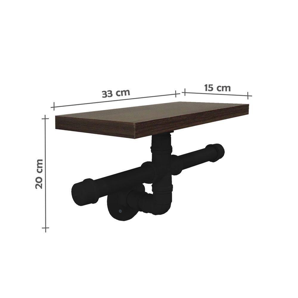 Porta Papel Higiênico Duplo Acessório Para Banheiro Papeleira Suporte De Parede Preto Laca - 3