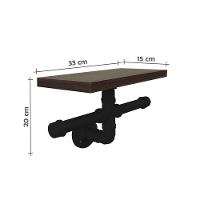 Porta Papel Higiênico Duplo Acessório Para Banheiro Papeleira Suporte De Parede Preto Laca - 3