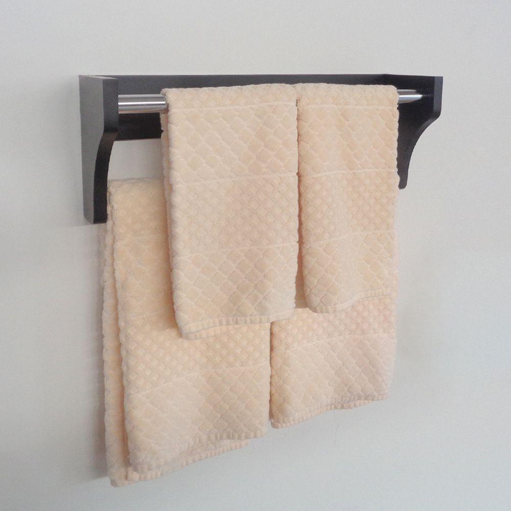 Toalheiro Duplo Suporte Cabideiro Porta Toalhas De Parede Acessório Para Banheiro Preto Laca - 1