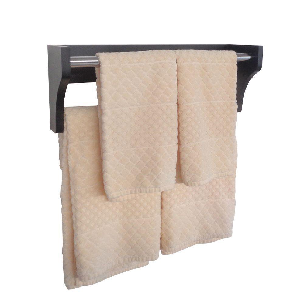 Toalheiro Duplo Suporte Cabideiro Porta Toalhas De Parede Acessório Para Banheiro Preto Laca - 2