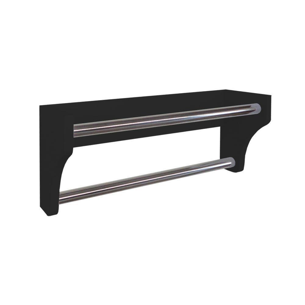 Toalheiro Duplo Suporte Cabideiro Porta Toalhas De Parede Acessório Para Banheiro Preto Laca - 3