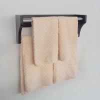 Toalheiro Duplo Suporte Cabideiro Porta Toalhas De Parede Acessório Para Banheiro Preto Laca - 1