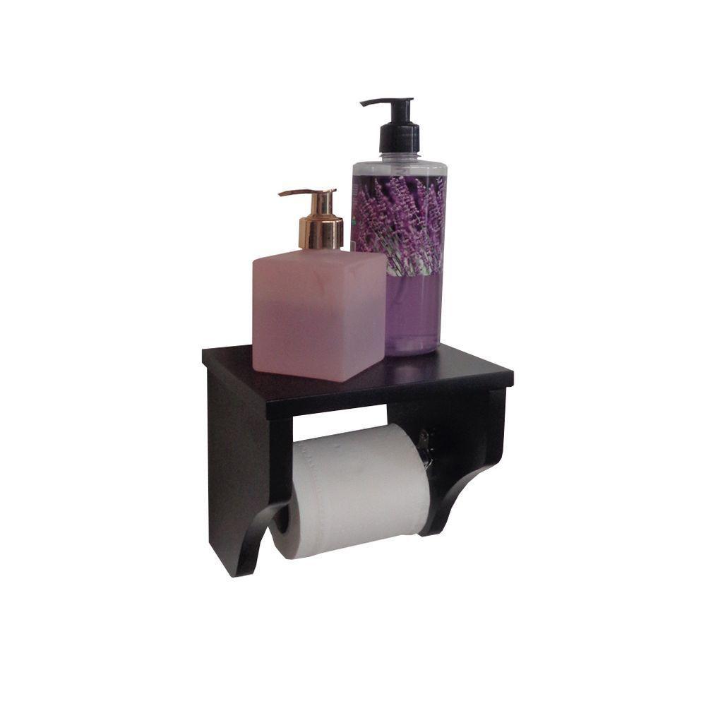 Porta Papel Higiênico Acessório Para Banheiro Papeleira Suporte De Parede Preto Laca - 2