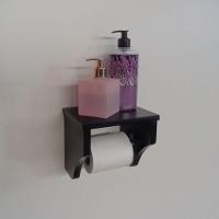 Porta Papel Higiênico Acessório Para Banheiro Papeleira Suporte De Parede Preto Laca - 1