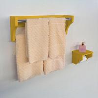 Kit Acessórios Para Banheiro Conjunto 2 Peças Porta Toalhas Papel Higiênico Amarelo Laca - 1