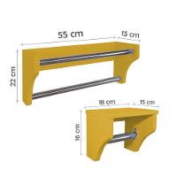 Kit Acessórios Para Banheiro Conjunto 2 Peças Porta Toalhas Papel Higiênico Amarelo Laca - 3
