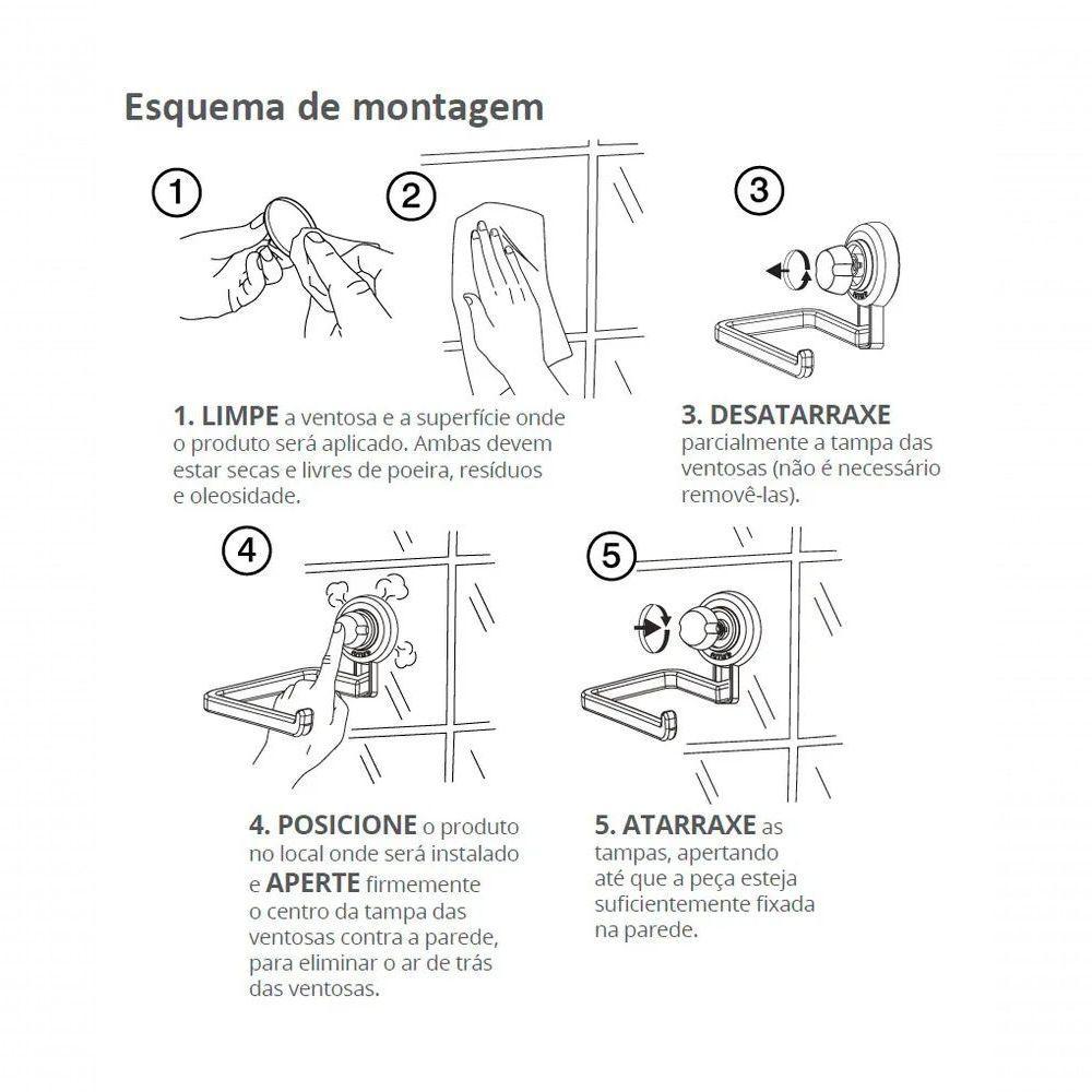 Gancho Cabide Toalha Lavabo Ventosa Preto Fosco Future - 2