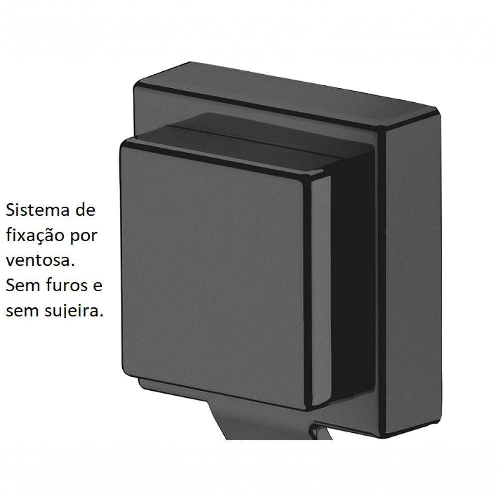 Gancho Cabide Toalha Lavabo Ventosa Preto Fosco Future - 3