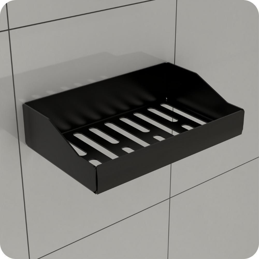 Porta Sabonete Adesivo De Parede Banheiro Preto Df - 3