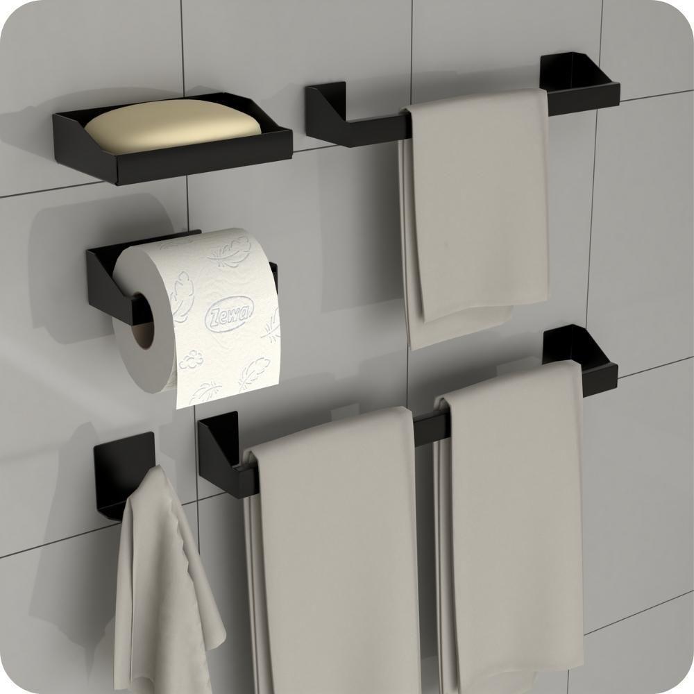 Kit Acessórios Para Banheiro Preto 5 Peças Master Slim Df - 1