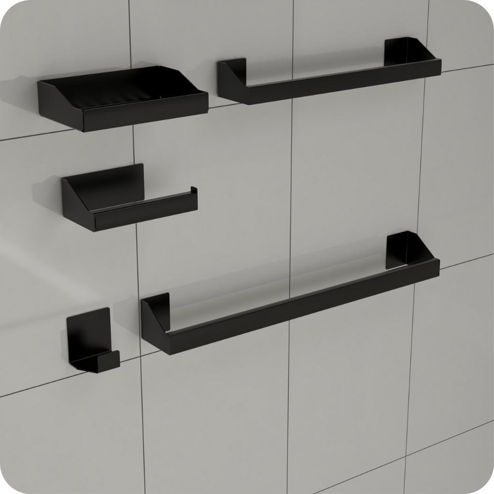 Kit Acessórios Para Banheiro Preto 5 Peças Master Slim Df - 6