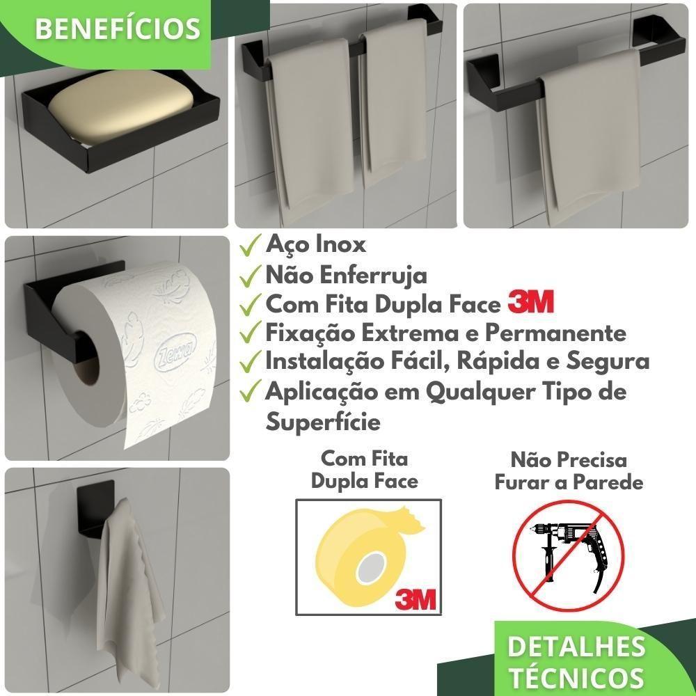 Kit Acessórios Para Banheiro Preto 5 Peças Master Slim Df - 8