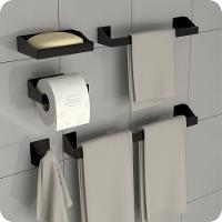 Kit Acessórios Para Banheiro Preto 5 Peças Master Slim Df - 1