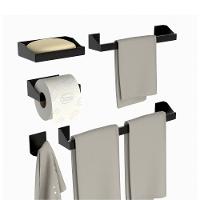 Kit Acessórios Para Banheiro Preto 5 Peças Master Slim Df - 2