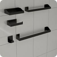 Kit Acessórios Para Banheiro Preto 5 Peças Master Slim Df - 6