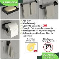 Kit Acessórios Para Banheiro Preto 5 Peças Master Slim Df - 8