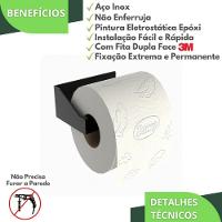 Porta Papel Higiênico Adesivo Colar Na Parede Preto Df - 5