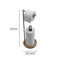 Suporte De Papel Higiênico Com Base Em Madeira - Stolf Preto - 2