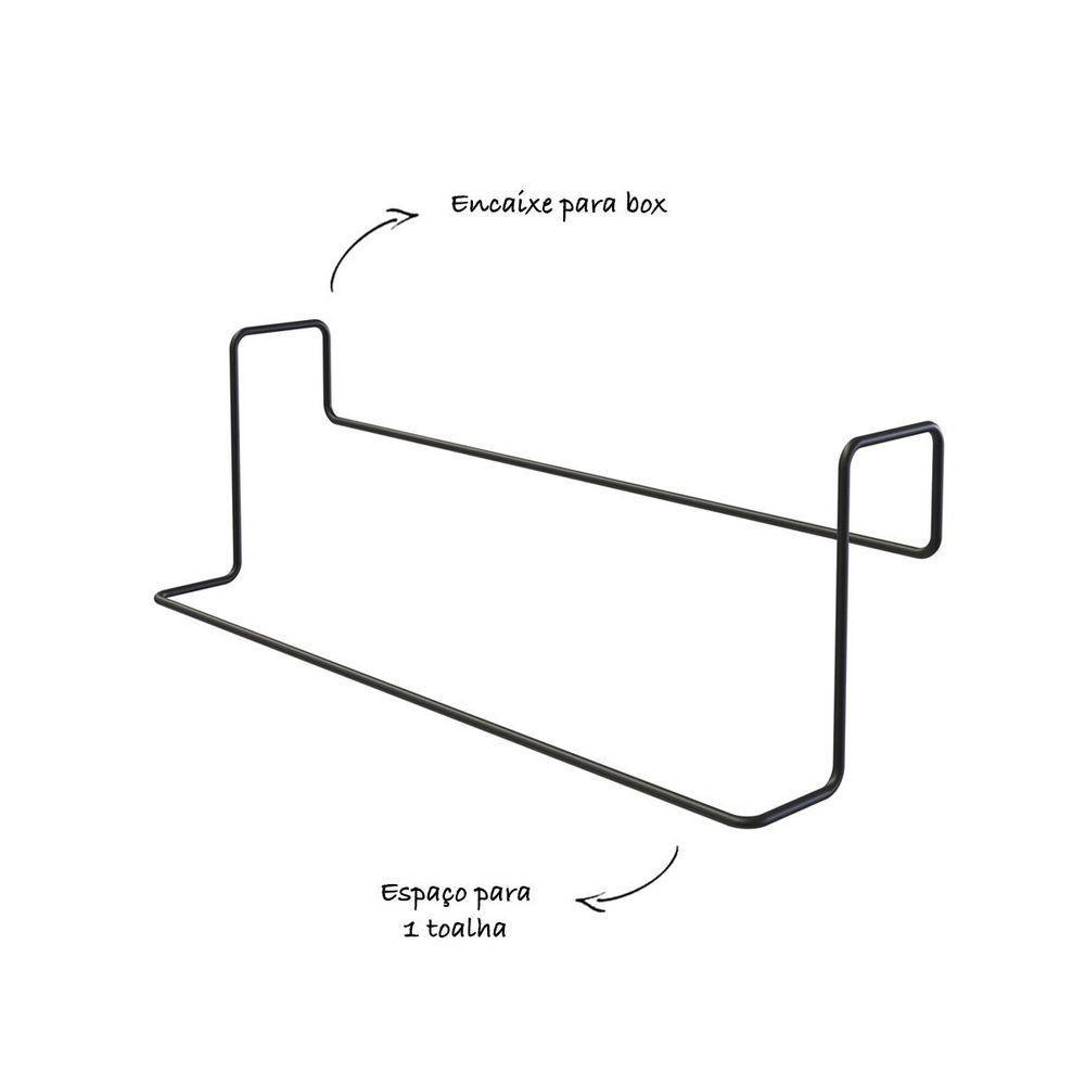 Toalheiro Simples Para Box De Banheiro - Stolf Preto - 4