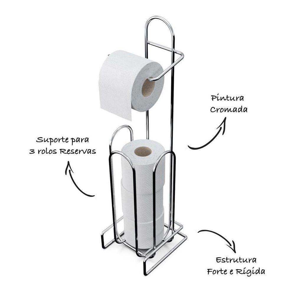 Suporte De Aço Para Papel Higiênico 4 Rolos - Stolf - 3