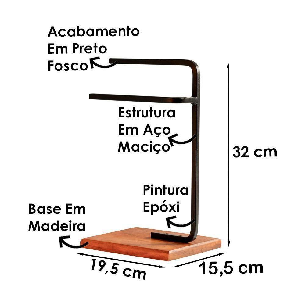 Kit 2 Porta Toalha Lovell Bancada Lavabo Peroba Preto Dhom Peroba Preto - 7