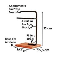 Kit 2 Porta Toalha Lovell Bancada Lavabo Peroba Preto Dhom Peroba Preto - 7