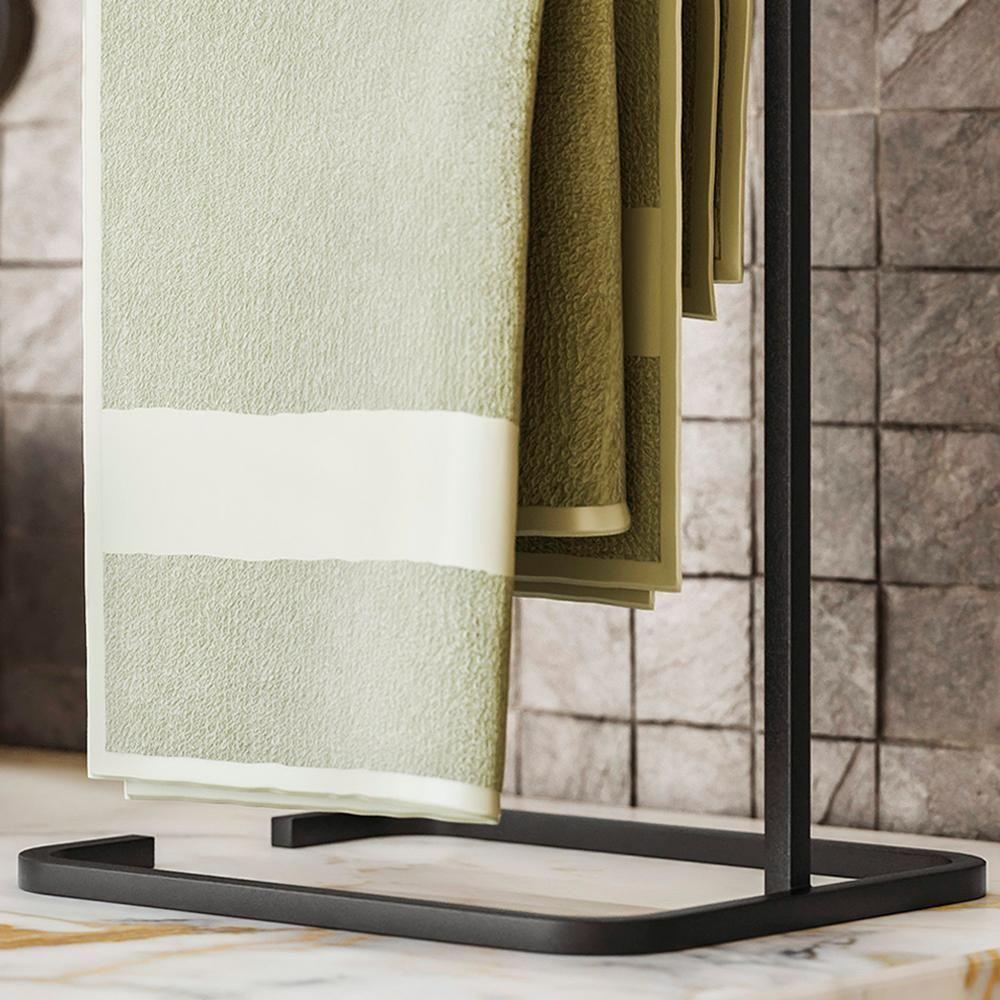 Kit Toalheiro E Porta Toalha Lovell Metal Preto Lavabo Dhom Preto - 9