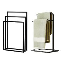 Kit Toalheiro E Porta Toalha Lovell Metal Preto Lavabo Dhom Preto - 1