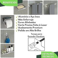 Kit Acessórios Para Banheiro Inox E Cromado 6 Peças Max - 10