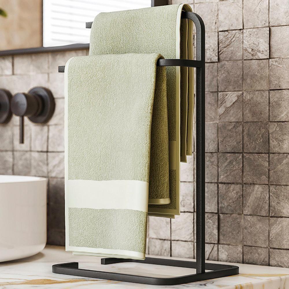 Porta Toalha Toalheiro Duplo Lovell Bancada Lavabo Preto Dhom Preto - 8