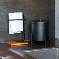 Lixeira E Porta Toalha Glam Com Base De Madeira D09 Preto - Mpozenato - 6