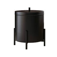 Lixeira E Porta Toalha Glam Com Base De Madeira D09 Preto - Mpozenato - 8