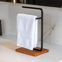 Lixeira E Porta Toalha Glam Com Base De Madeira D09 Preto - Mpozenato - 12