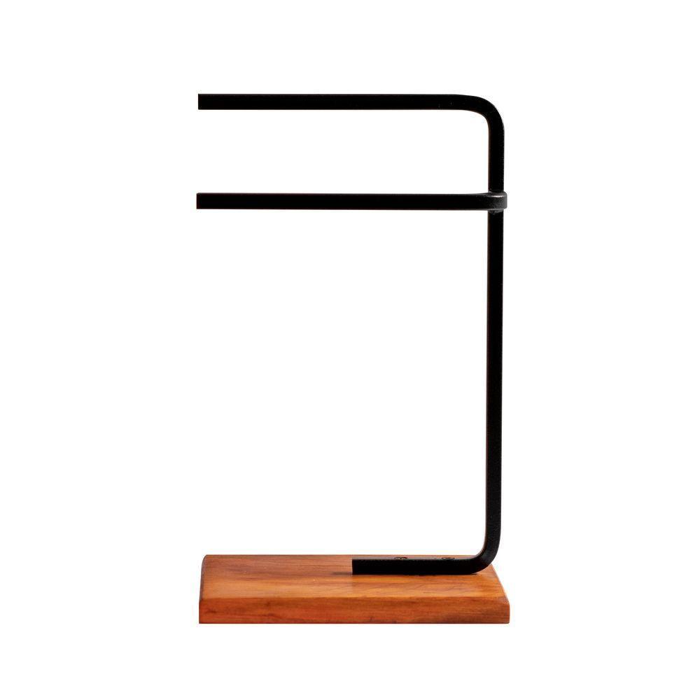 Porta Toalha De Rosto Para Pia Glam Base De Madeira D09 Preto - Mpozenato - 2