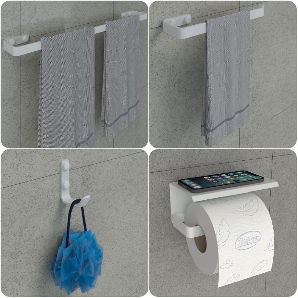 Kit Acessórios Para Banheiro Branco 4 Peças Max - 1